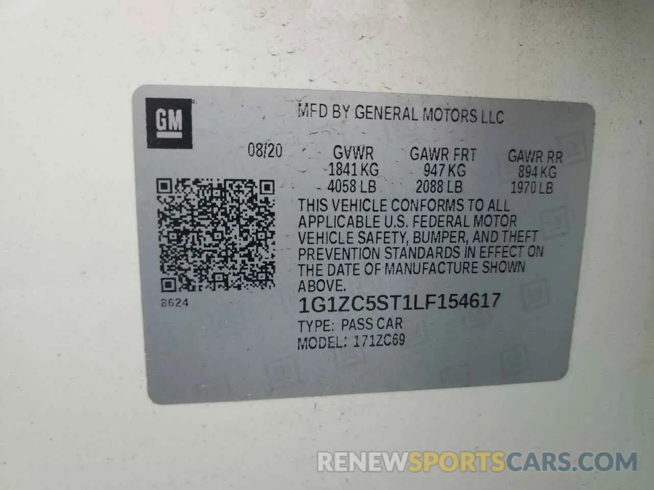 13 Photograph of a damaged car 1G1ZC5ST1LF154617 CHEVROLET MALIBU 2020