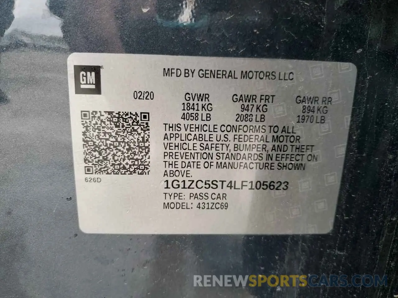12 Photograph of a damaged car 1G1ZC5ST4LF105623 CHEVROLET MALIBU 2020