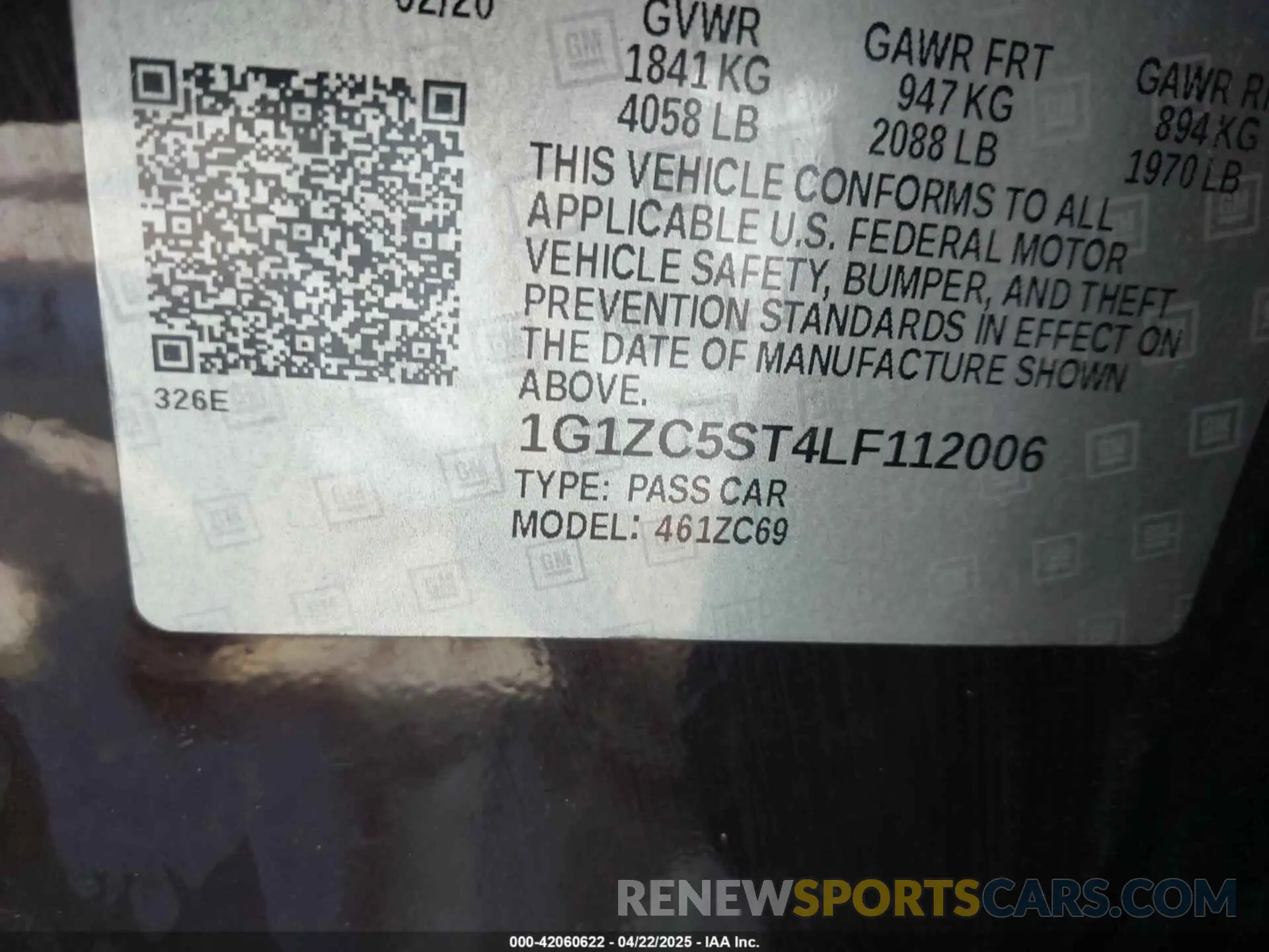 9 Photograph of a damaged car 1G1ZC5ST4LF112006 CHEVROLET MALIBU 2020