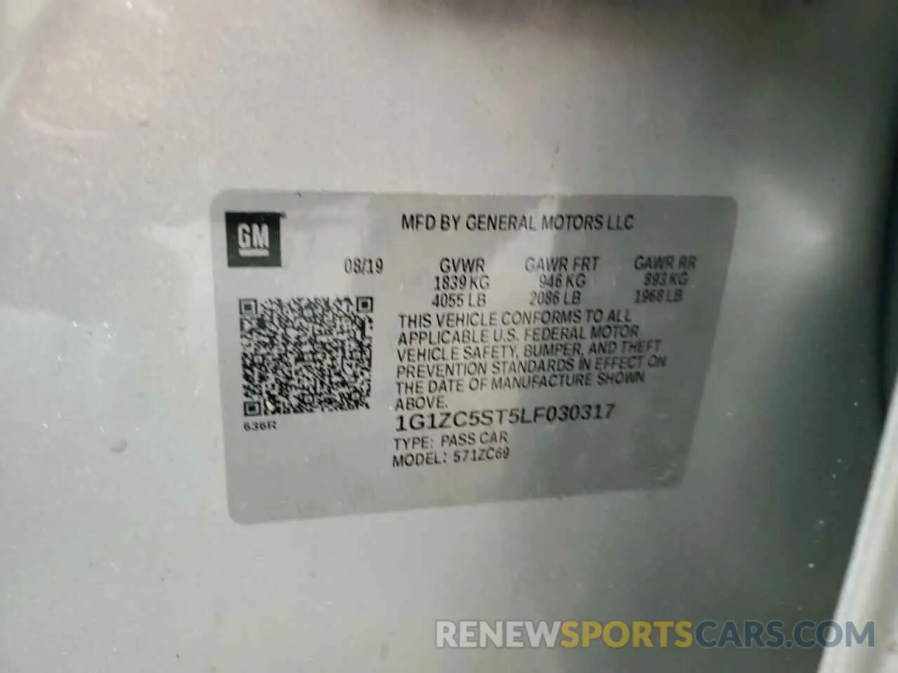 13 Photograph of a damaged car 1G1ZC5ST5LF030317 CHEVROLET MALIBU 2020