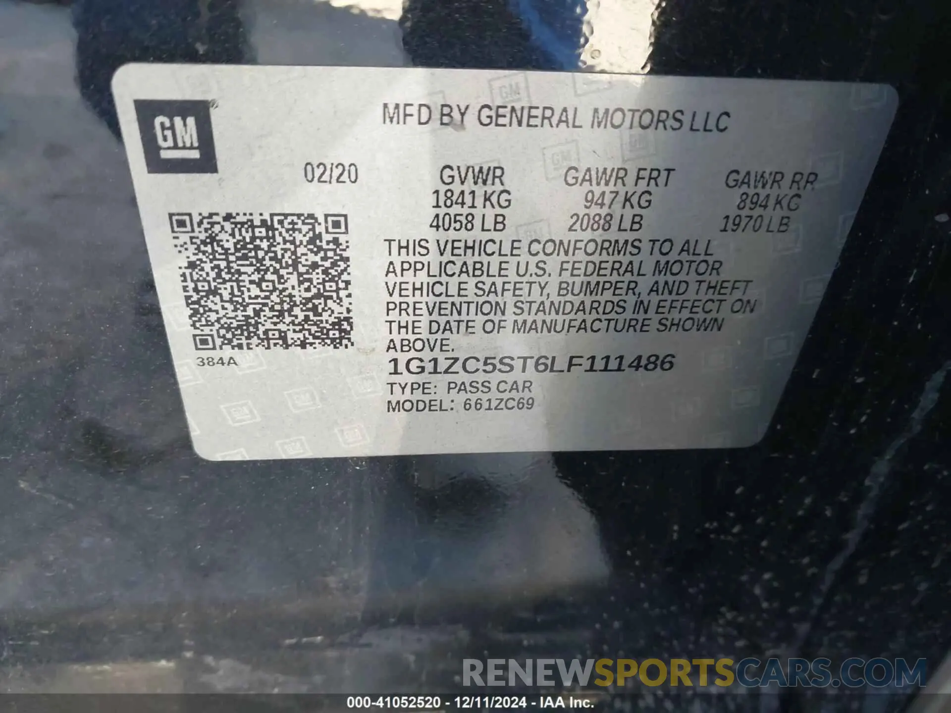 9 Photograph of a damaged car 1G1ZC5ST6LF111486 CHEVROLET MALIBU 2020