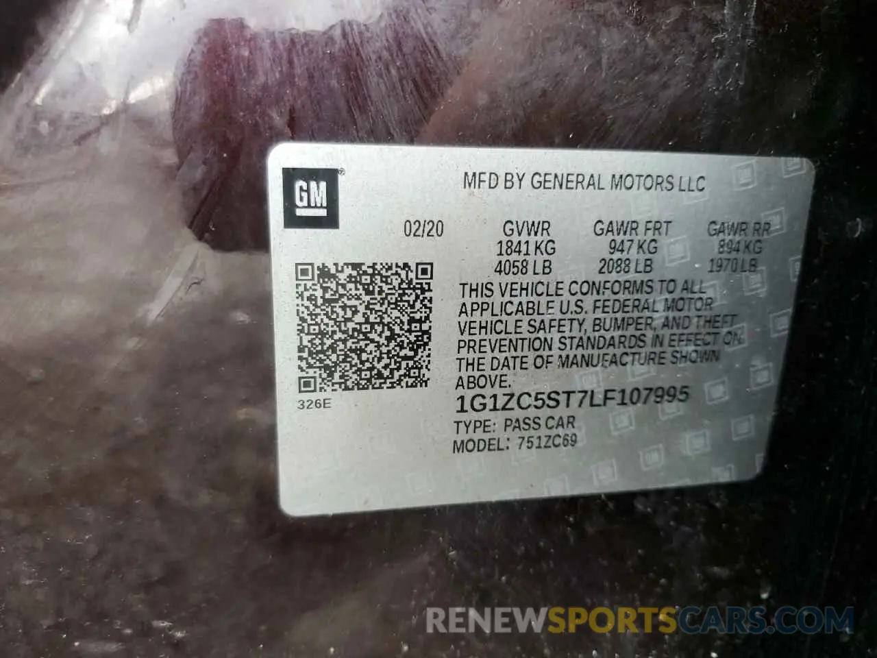 13 Photograph of a damaged car 1G1ZC5ST7LF107995 CHEVROLET MALIBU 2020
