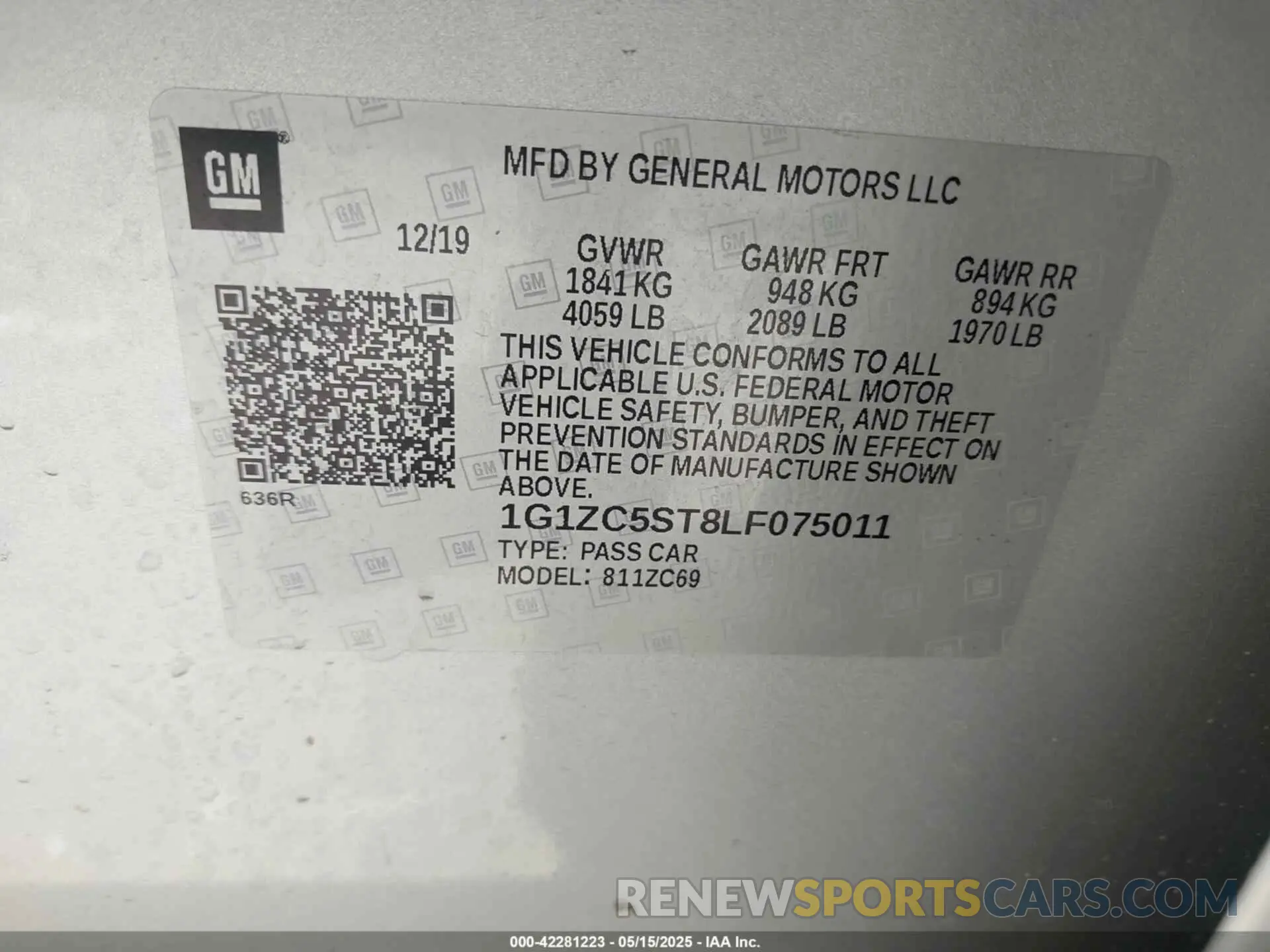 9 Photograph of a damaged car 1G1ZC5ST8LF075011 CHEVROLET MALIBU 2020