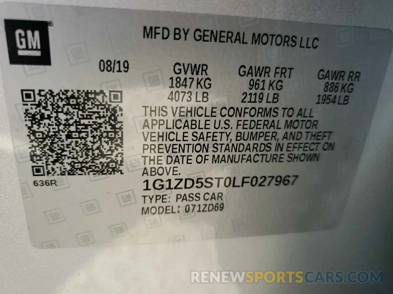 12 Photograph of a damaged car 1G1ZD5ST0LF027967 CHEVROLET MALIBU 2020