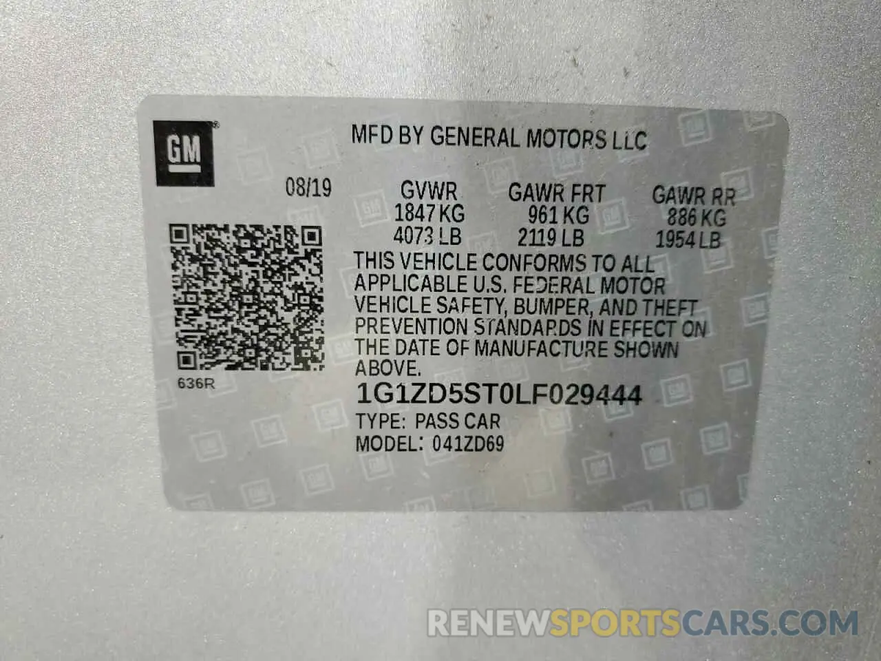 12 Photograph of a damaged car 1G1ZD5ST0LF029444 CHEVROLET MALIBU 2020