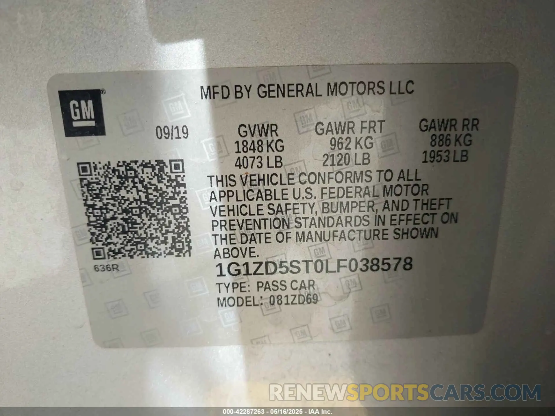 9 Photograph of a damaged car 1G1ZD5ST0LF038578 CHEVROLET MALIBU 2020