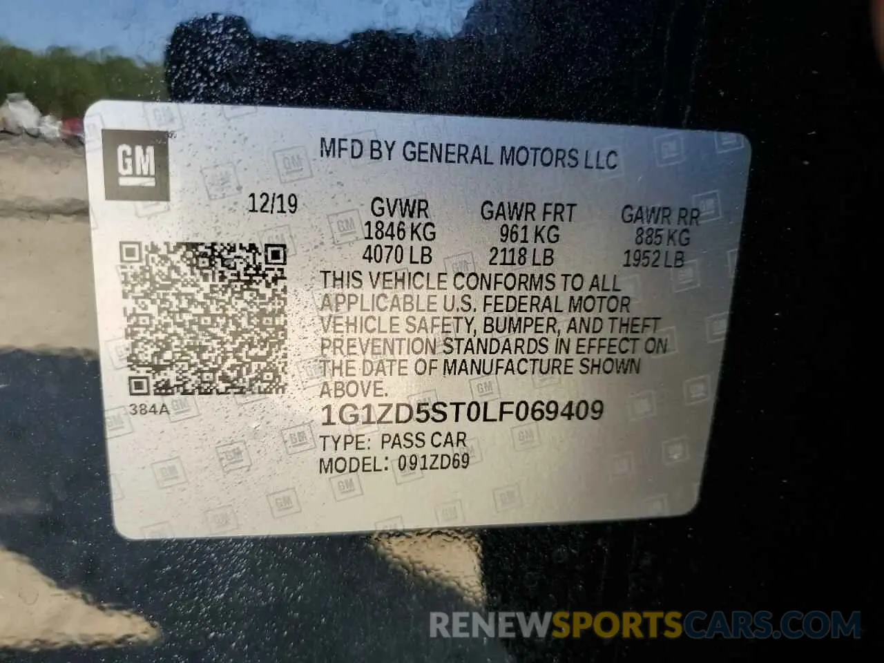 12 Photograph of a damaged car 1G1ZD5ST0LF069409 CHEVROLET MALIBU 2020