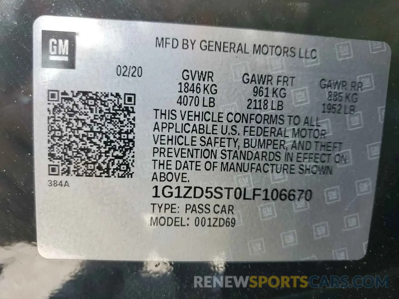 12 Photograph of a damaged car 1G1ZD5ST0LF106670 CHEVROLET MALIBU 2020