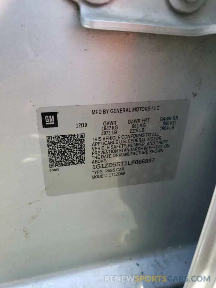 12 Photograph of a damaged car 1G1ZD5ST1LF066597 CHEVROLET MALIBU 2020