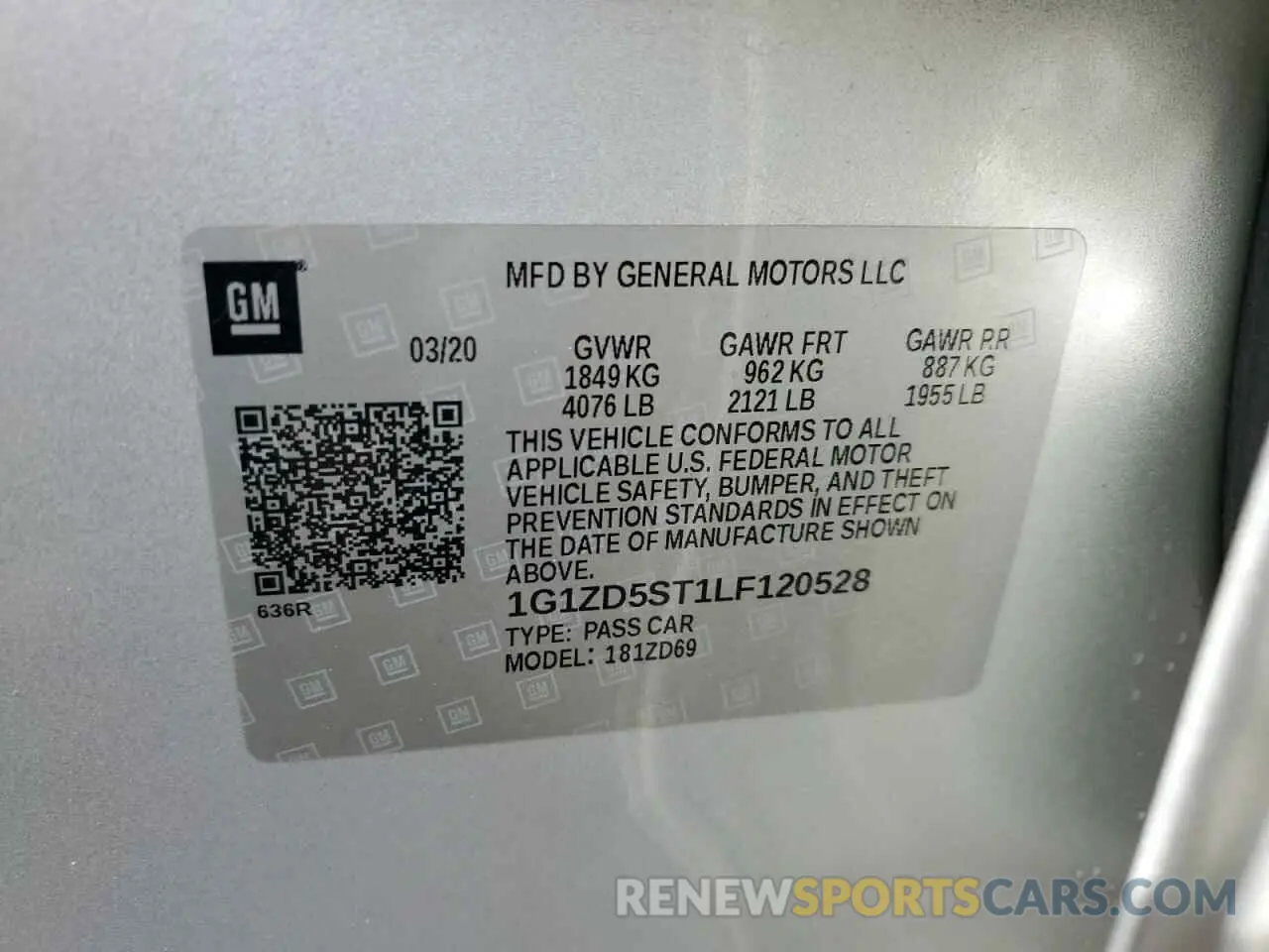12 Photograph of a damaged car 1G1ZD5ST1LF120528 CHEVROLET MALIBU 2020