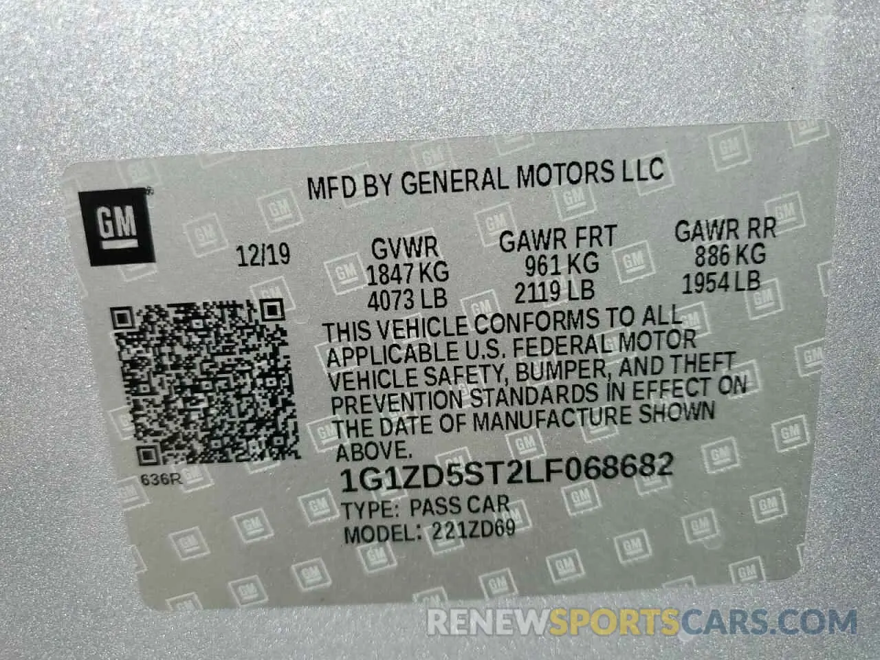 12 Photograph of a damaged car 1G1ZD5ST2LF068682 CHEVROLET MALIBU 2020