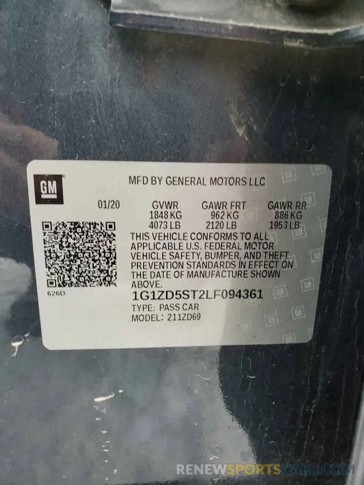 12 Photograph of a damaged car 1G1ZD5ST2LF094361 CHEVROLET MALIBU 2020