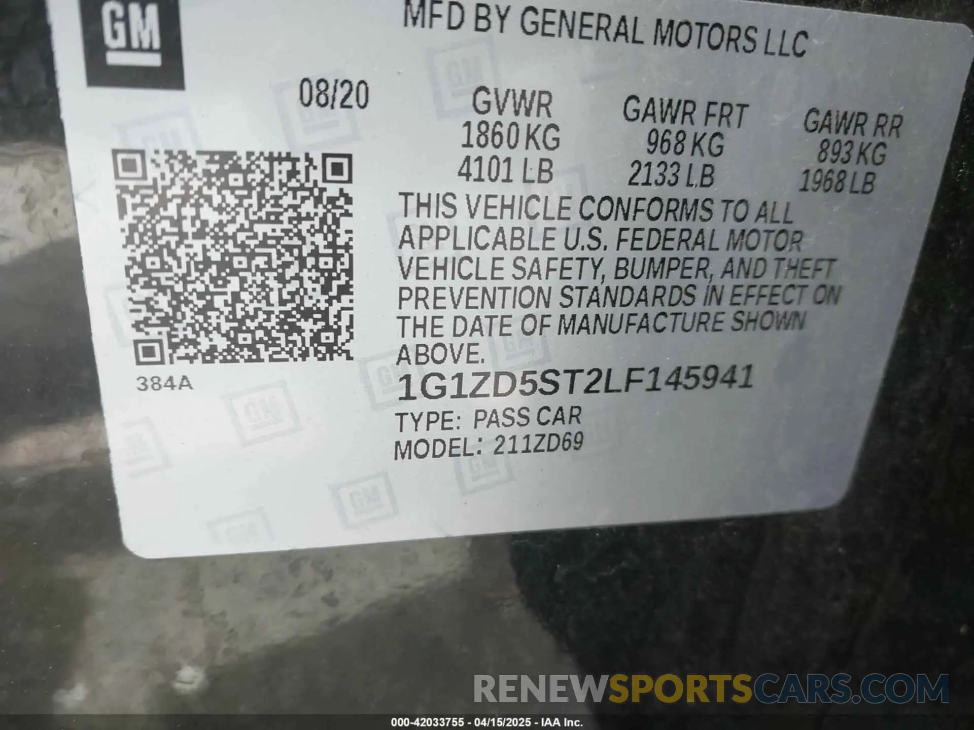 9 Photograph of a damaged car 1G1ZD5ST2LF145941 CHEVROLET MALIBU 2020