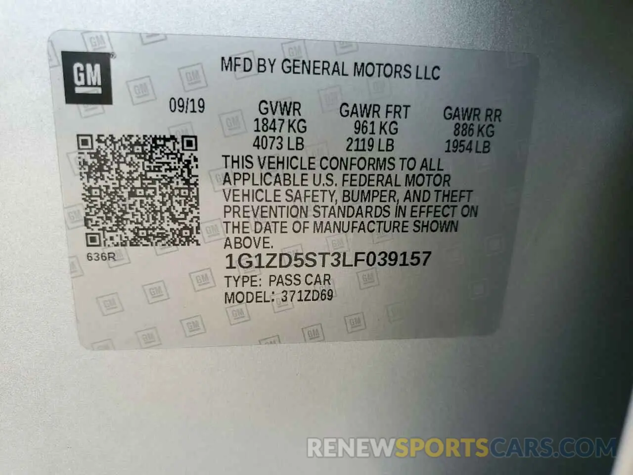 13 Photograph of a damaged car 1G1ZD5ST3LF039157 CHEVROLET MALIBU 2020