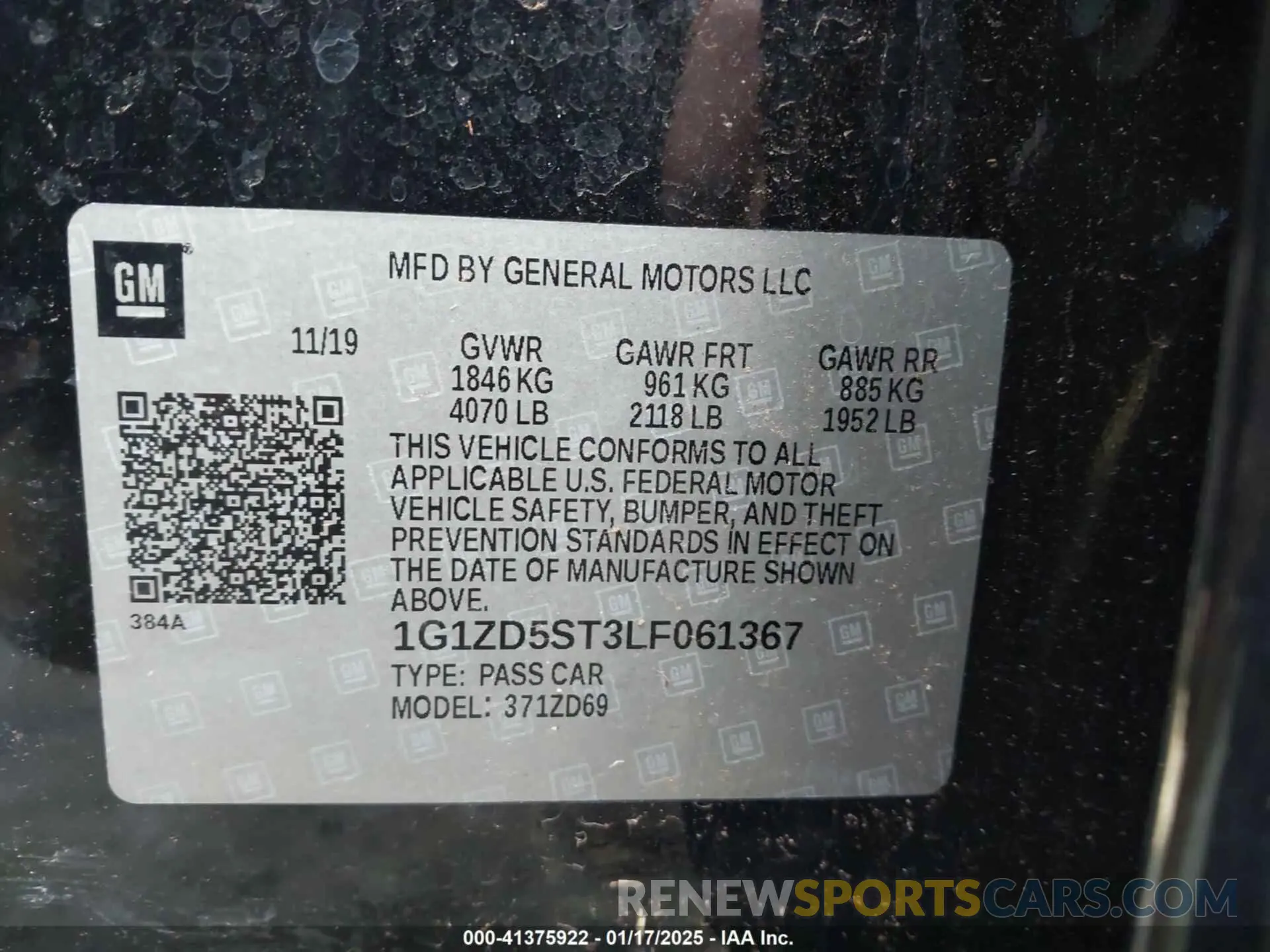9 Photograph of a damaged car 1G1ZD5ST3LF061367 CHEVROLET MALIBU 2020
