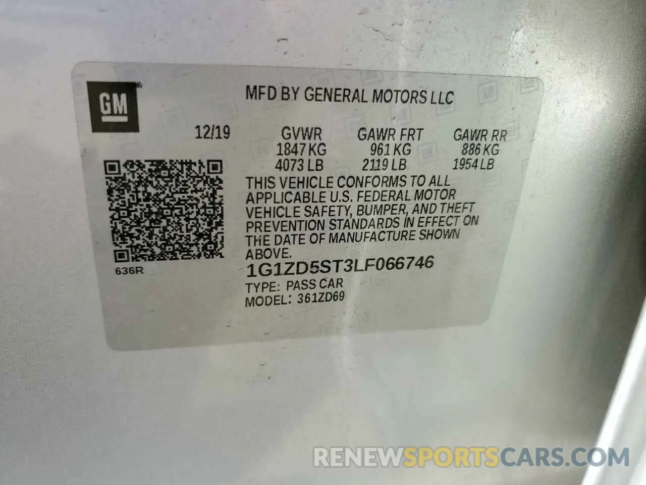 12 Photograph of a damaged car 1G1ZD5ST3LF066746 CHEVROLET MALIBU 2020