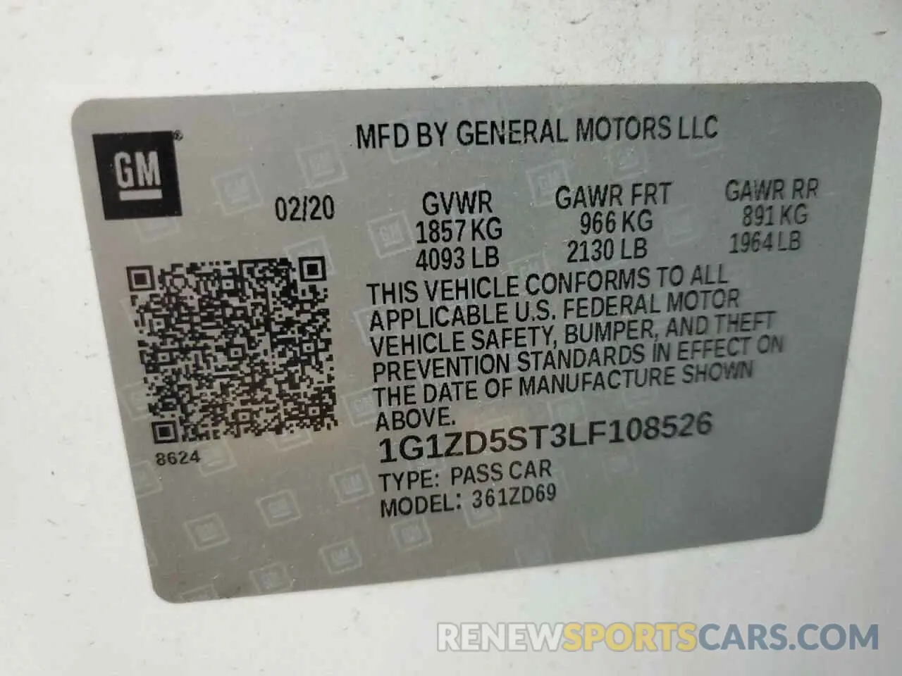14 Photograph of a damaged car 1G1ZD5ST3LF108526 CHEVROLET MALIBU 2020