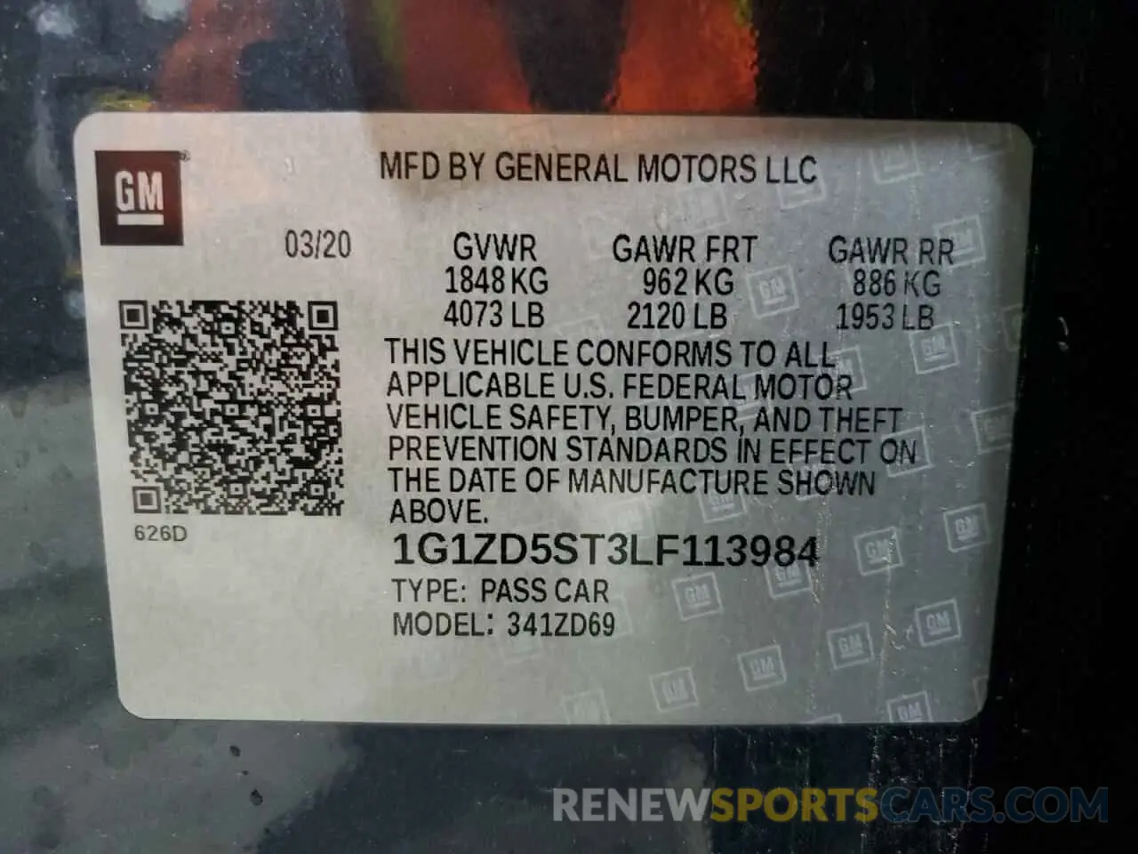 13 Photograph of a damaged car 1G1ZD5ST3LF113984 CHEVROLET MALIBU 2020