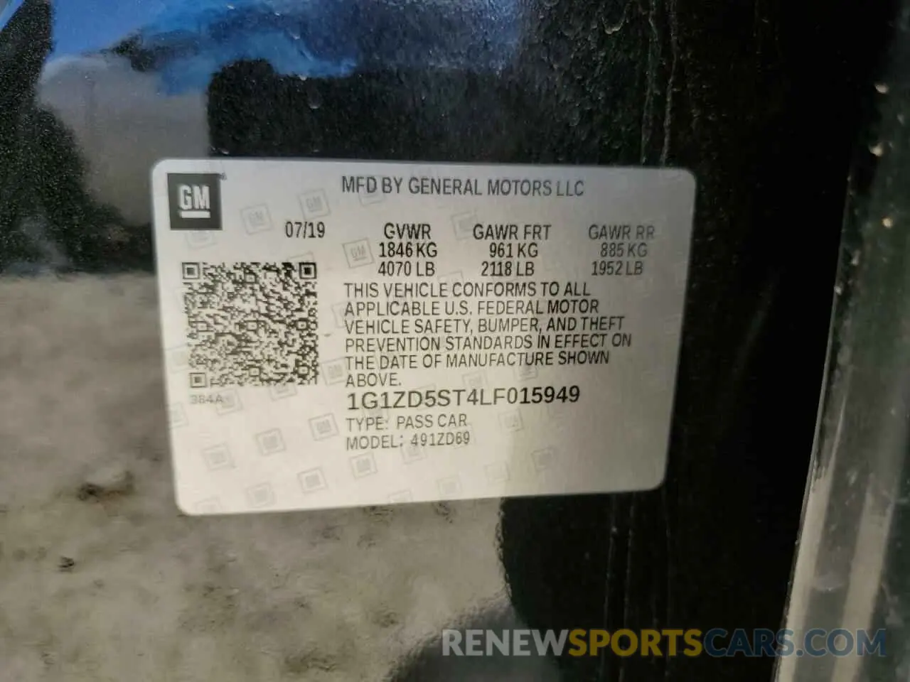 12 Photograph of a damaged car 1G1ZD5ST4LF015949 CHEVROLET MALIBU 2020