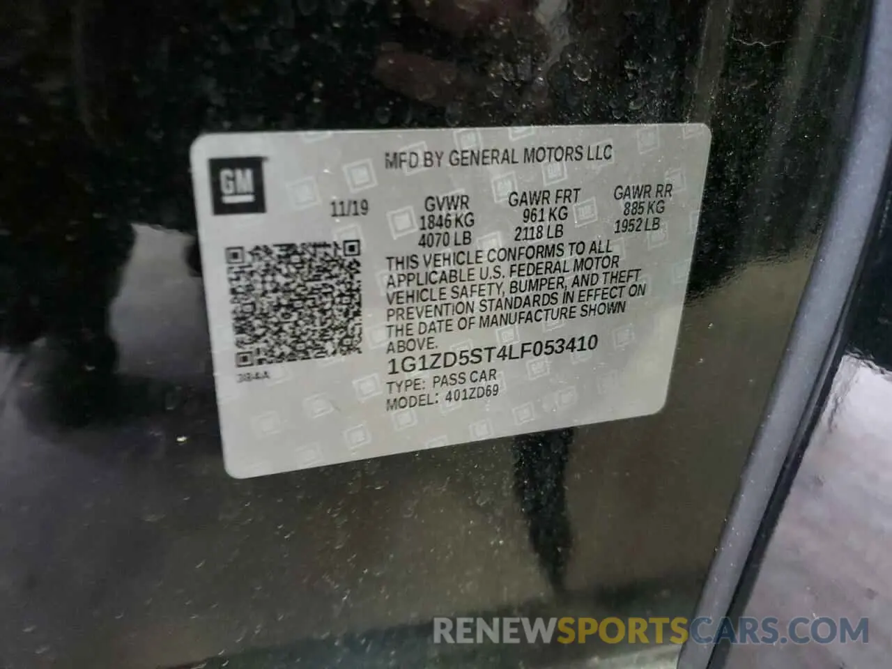 14 Photograph of a damaged car 1G1ZD5ST4LF053410 CHEVROLET MALIBU 2020