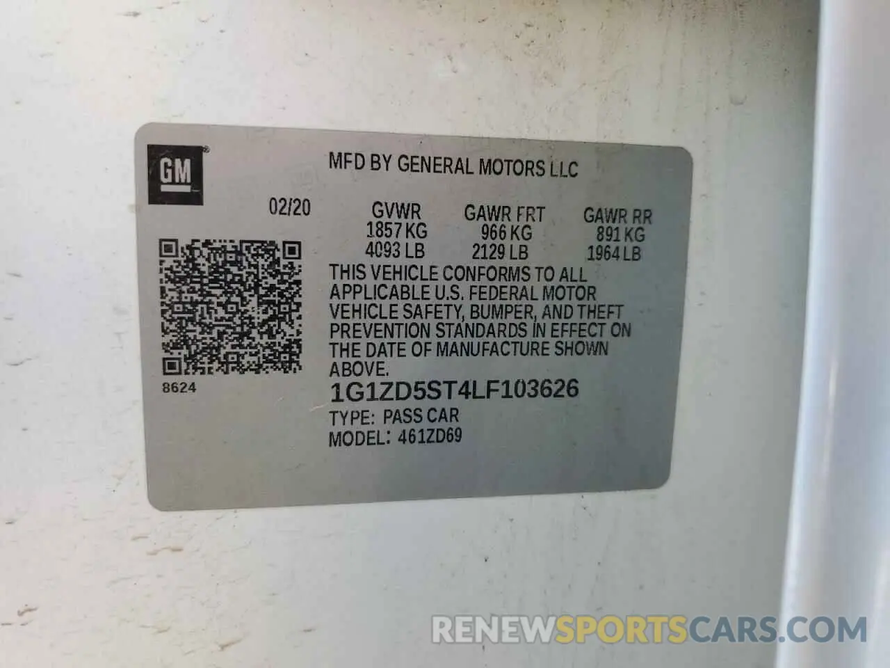 14 Photograph of a damaged car 1G1ZD5ST4LF103626 CHEVROLET MALIBU 2020