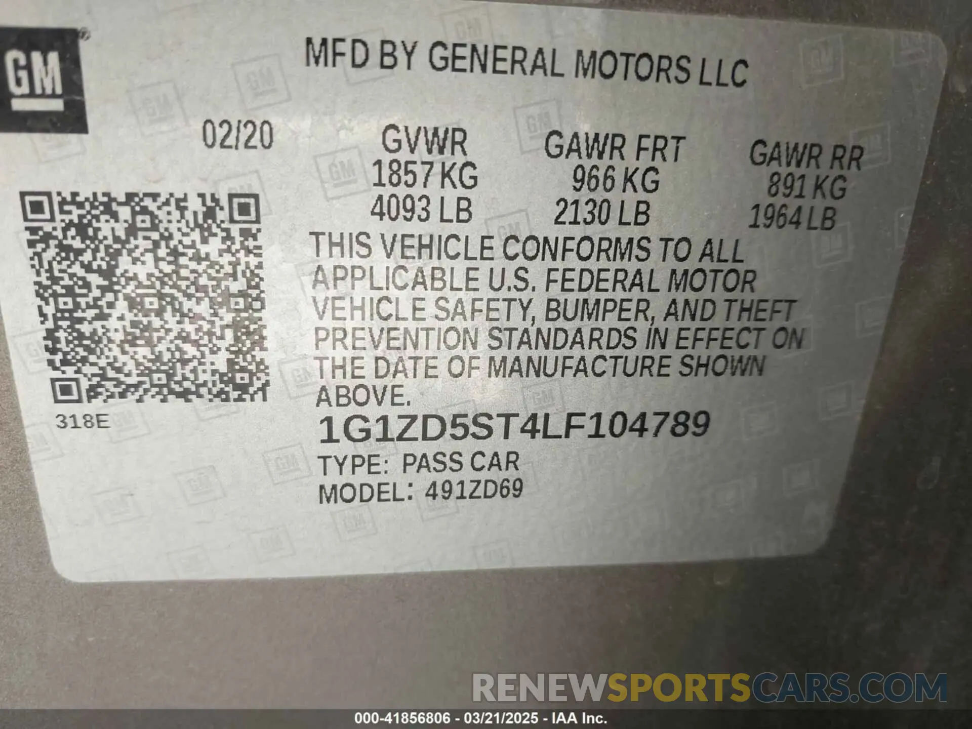 9 Photograph of a damaged car 1G1ZD5ST4LF104789 CHEVROLET MALIBU 2020