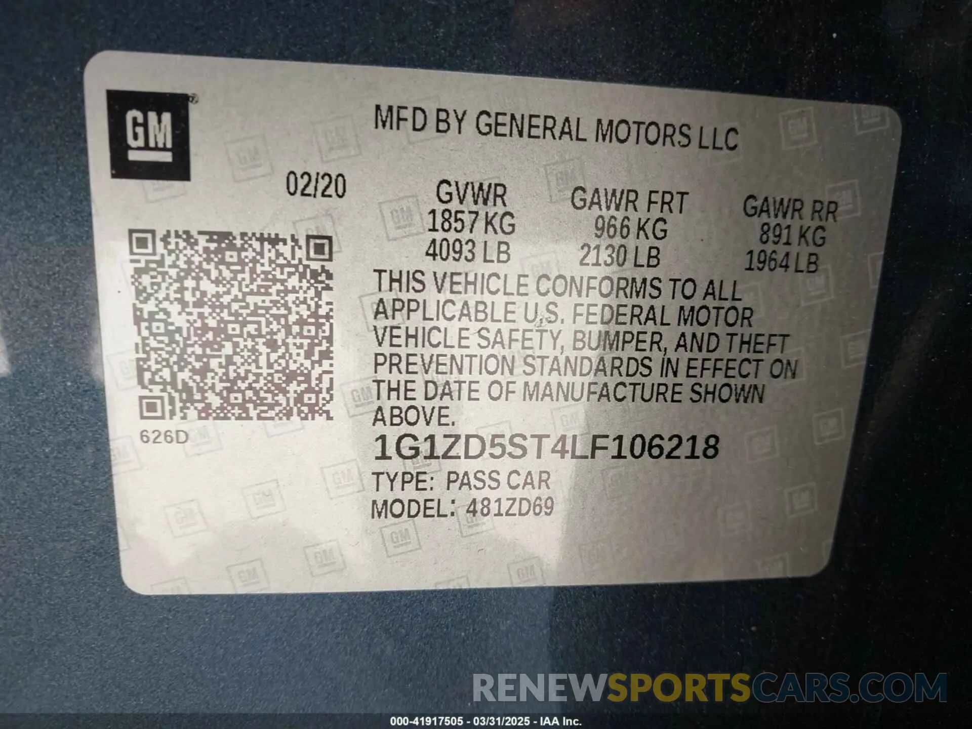 9 Photograph of a damaged car 1G1ZD5ST4LF106218 CHEVROLET MALIBU 2020