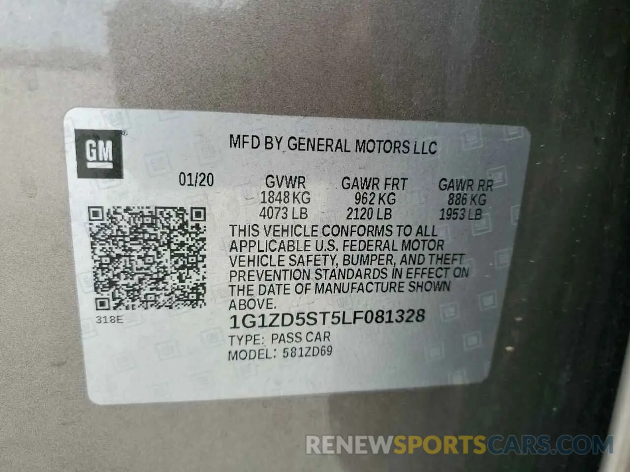 12 Photograph of a damaged car 1G1ZD5ST5LF081328 CHEVROLET MALIBU 2020