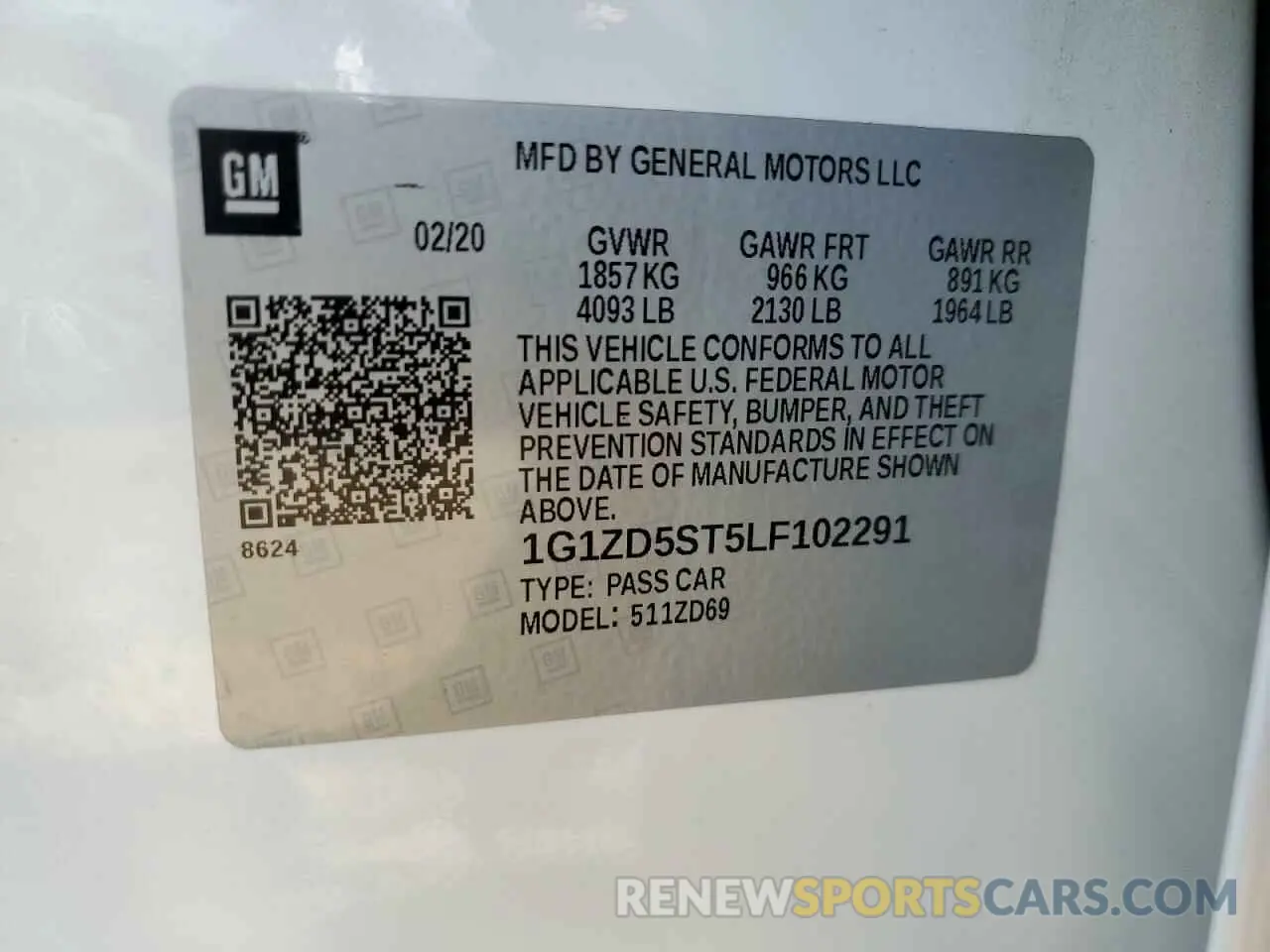 12 Photograph of a damaged car 1G1ZD5ST5LF102291 CHEVROLET MALIBU 2020