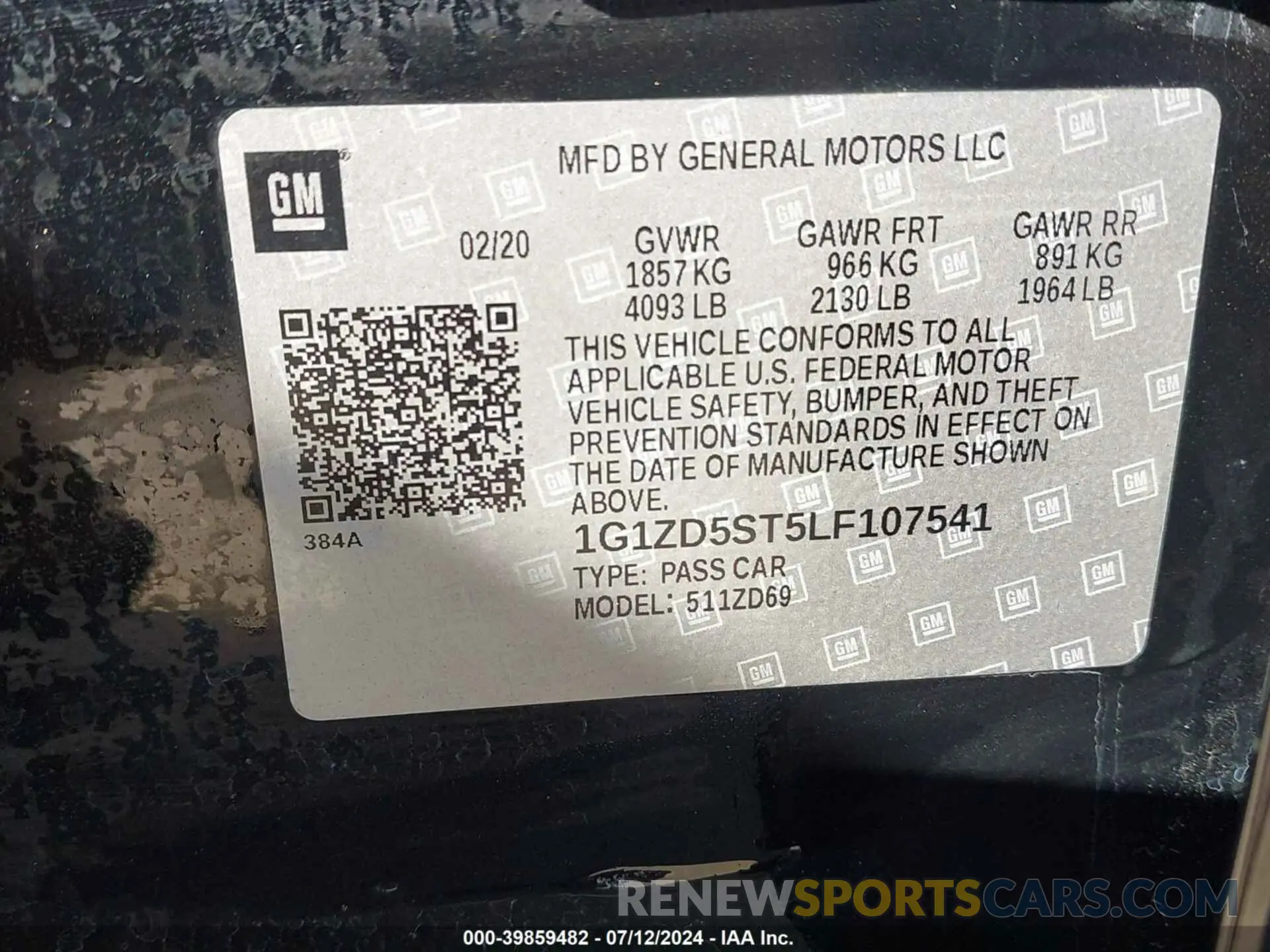 9 Photograph of a damaged car 1G1ZD5ST5LF107541 CHEVROLET MALIBU 2020