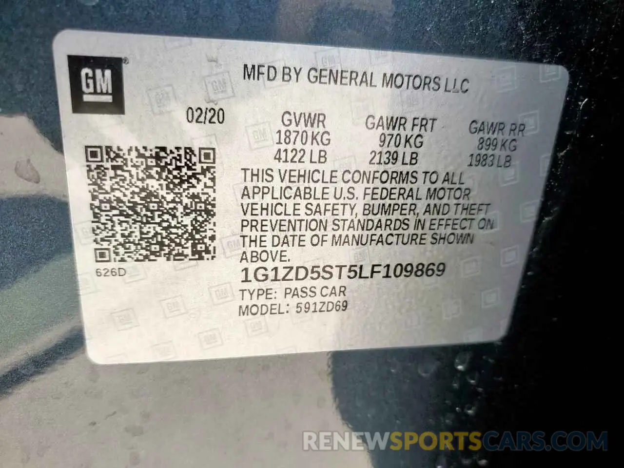 12 Photograph of a damaged car 1G1ZD5ST5LF109869 CHEVROLET MALIBU 2020