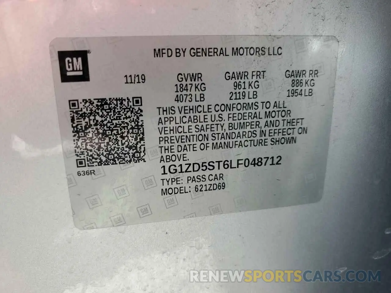 12 Photograph of a damaged car 1G1ZD5ST6LF048712 CHEVROLET MALIBU 2020