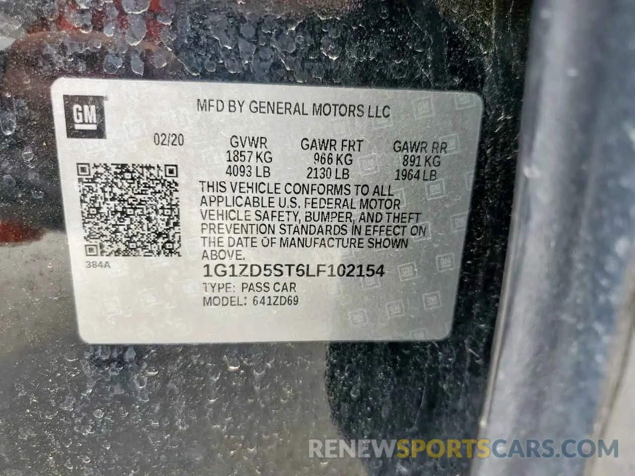 12 Photograph of a damaged car 1G1ZD5ST6LF102154 CHEVROLET MALIBU 2020