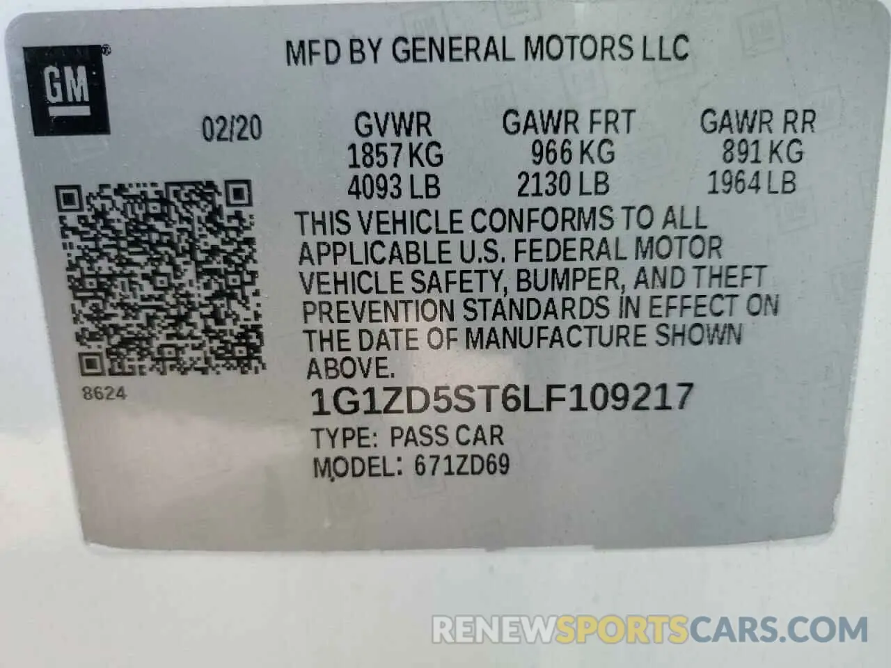 12 Photograph of a damaged car 1G1ZD5ST6LF109217 CHEVROLET MALIBU 2020