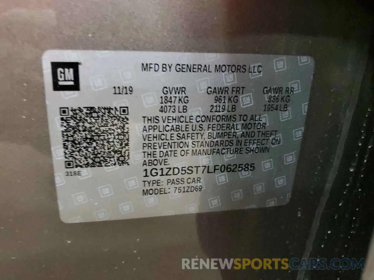 14 Photograph of a damaged car 1G1ZD5ST7LF062585 CHEVROLET MALIBU 2020
