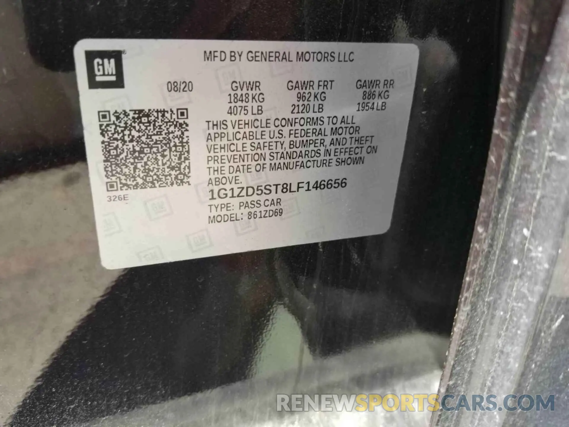 1 Photograph of a damaged car 1G1ZD5ST8LF146656 CHEVROLET MALIBU 2020