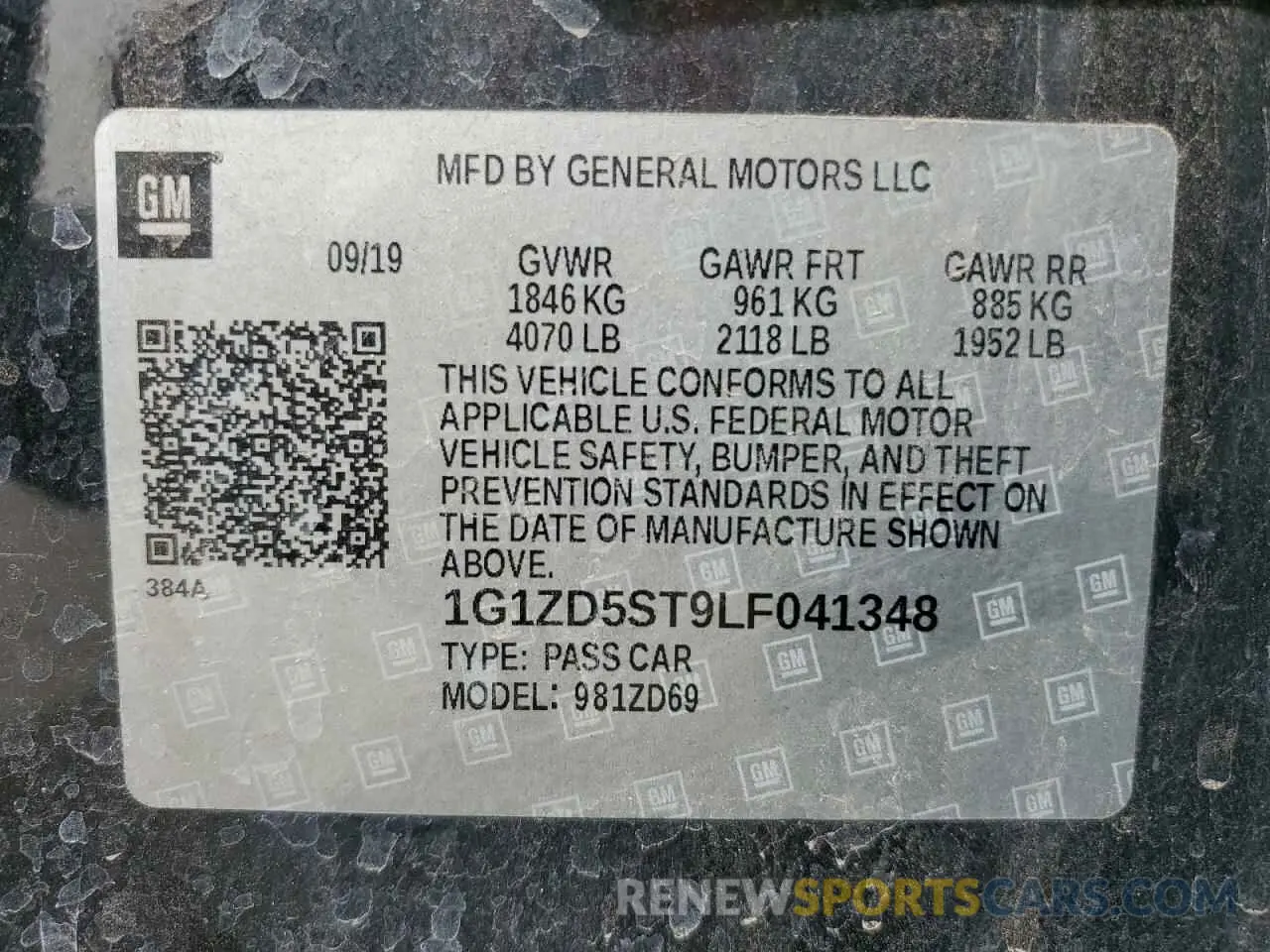 14 Photograph of a damaged car 1G1ZD5ST9LF041348 CHEVROLET MALIBU 2020