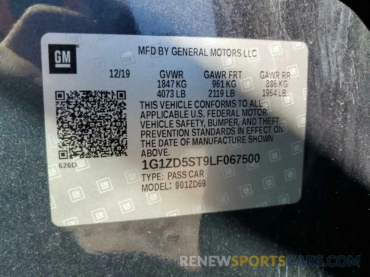 12 Photograph of a damaged car 1G1ZD5ST9LF067500 CHEVROLET MALIBU 2020