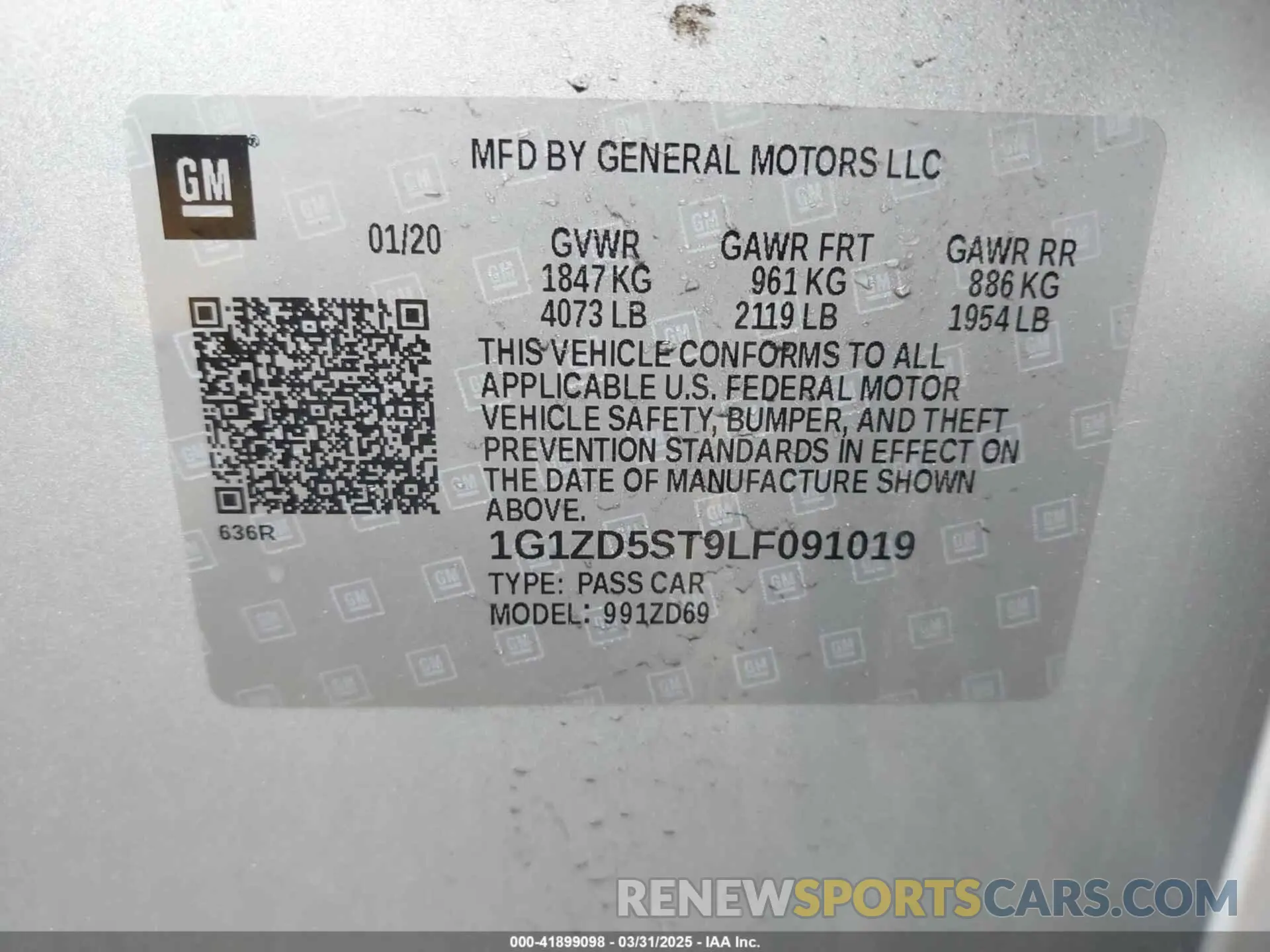 9 Photograph of a damaged car 1G1ZD5ST9LF091019 CHEVROLET MALIBU 2020