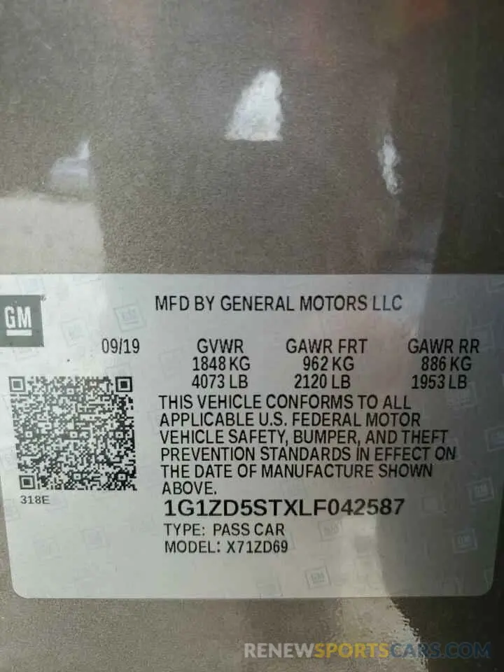 12 Photograph of a damaged car 1G1ZD5STXLF042587 CHEVROLET MALIBU 2020