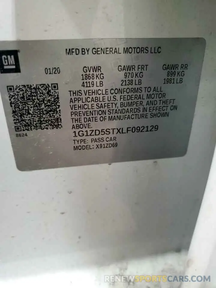 12 Photograph of a damaged car 1G1ZD5STXLF092129 CHEVROLET MALIBU 2020