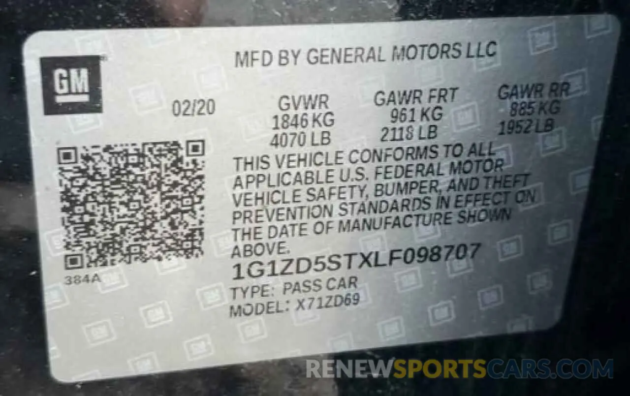 13 Photograph of a damaged car 1G1ZD5STXLF098707 CHEVROLET MALIBU 2020