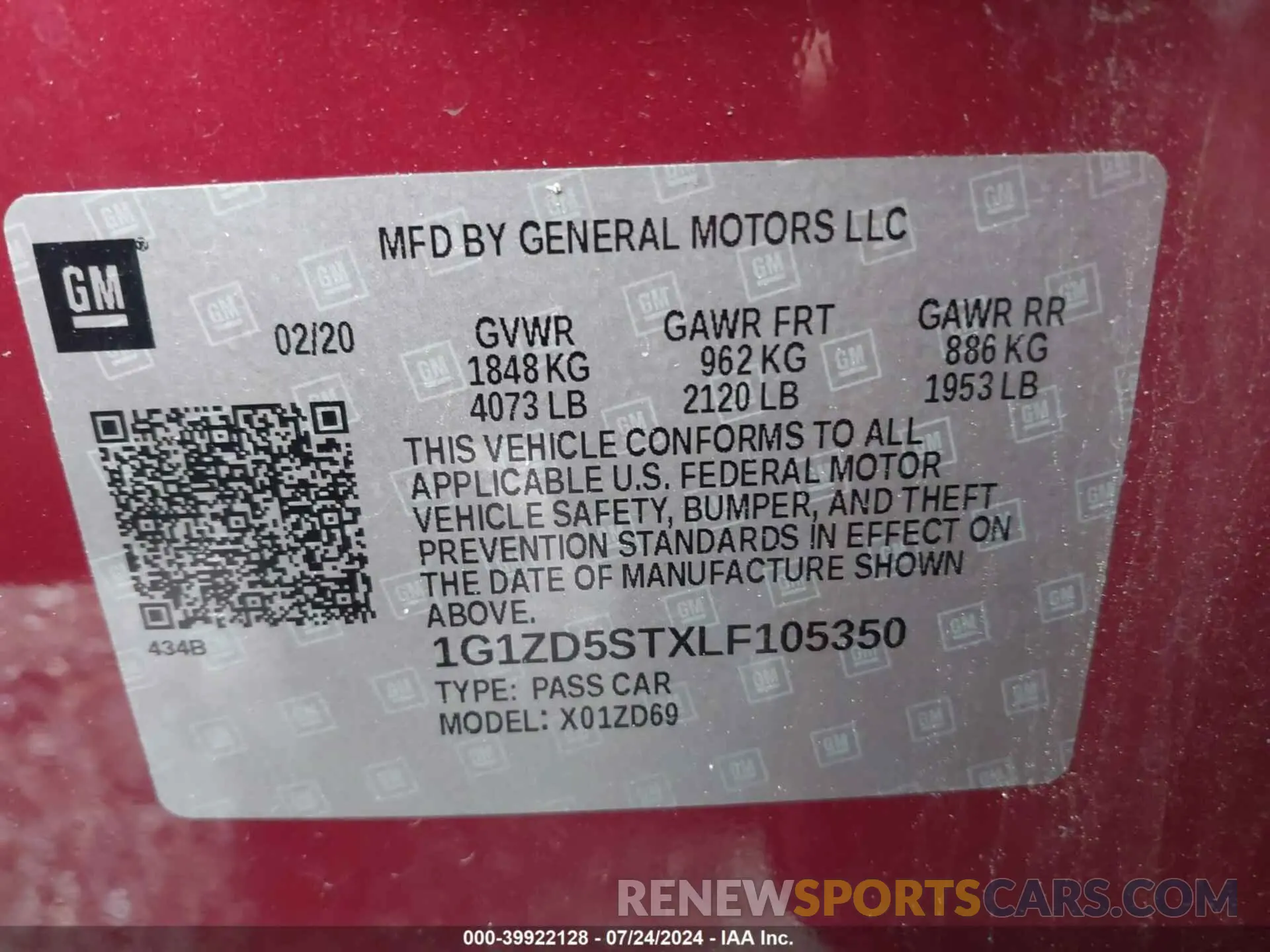 9 Photograph of a damaged car 1G1ZD5STXLF105350 CHEVROLET MALIBU 2020