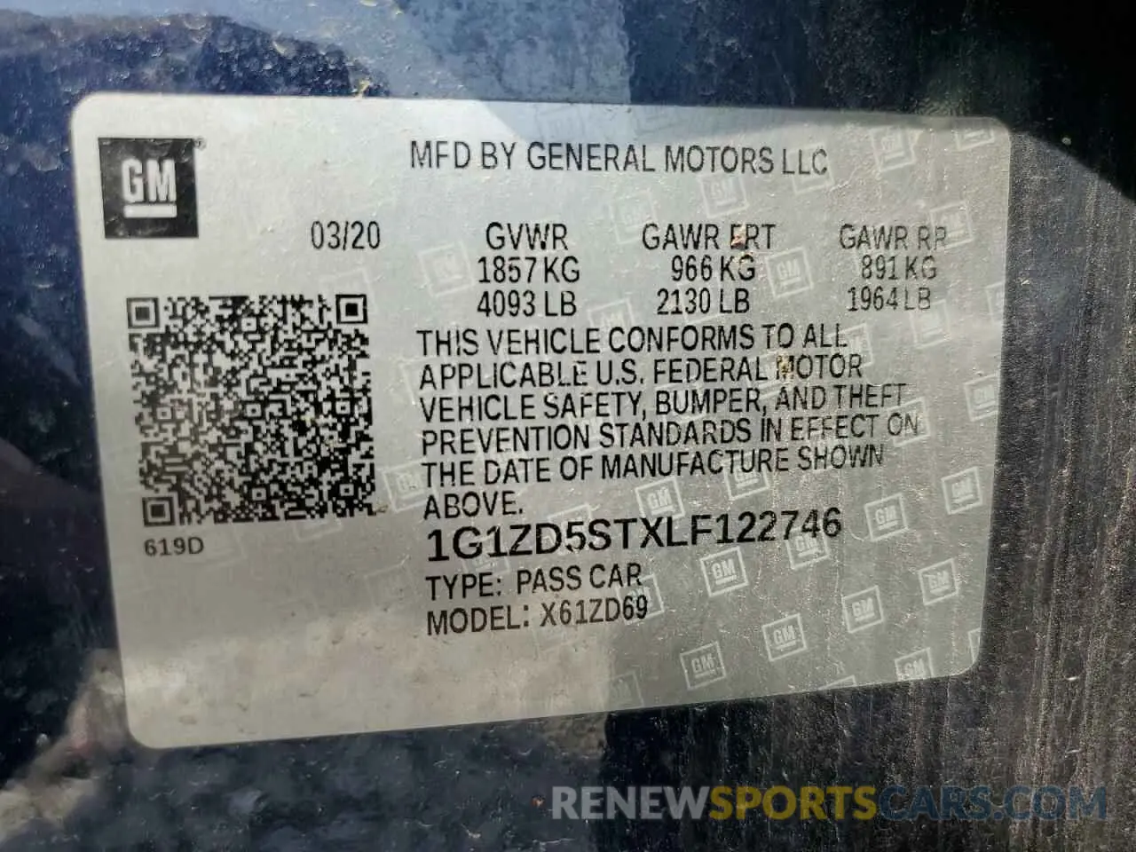 12 Photograph of a damaged car 1G1ZD5STXLF122746 CHEVROLET MALIBU 2020
