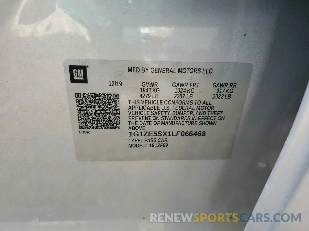 13 Photograph of a damaged car 1G1ZE5SX1LF066468 CHEVROLET MALIBU 2020
