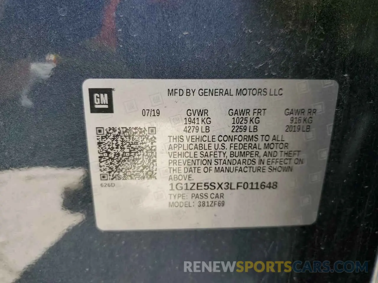 12 Photograph of a damaged car 1G1ZE5SX3LF011648 CHEVROLET MALIBU 2020
