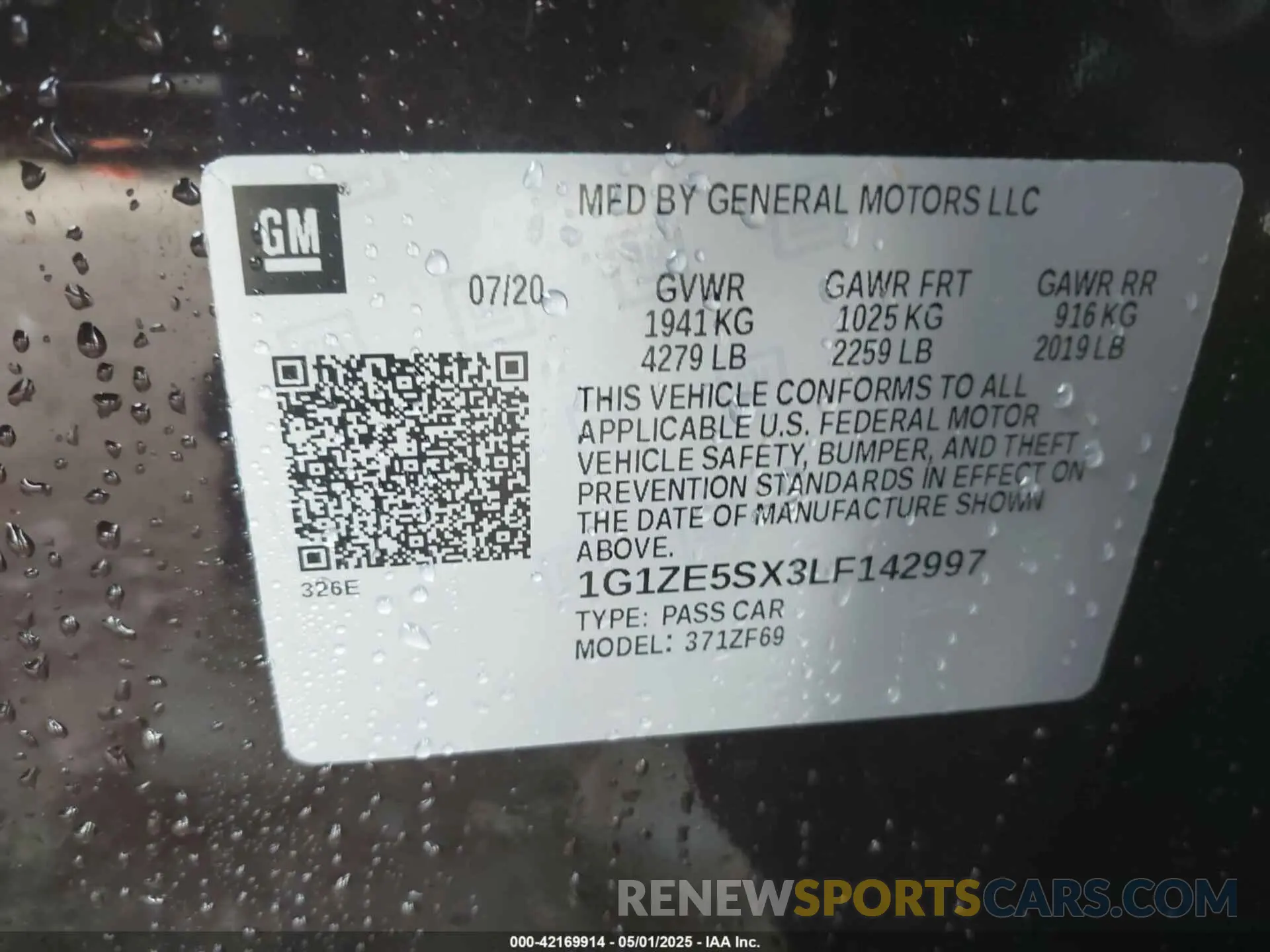 9 Photograph of a damaged car 1G1ZE5SX3LF142997 CHEVROLET MALIBU 2020