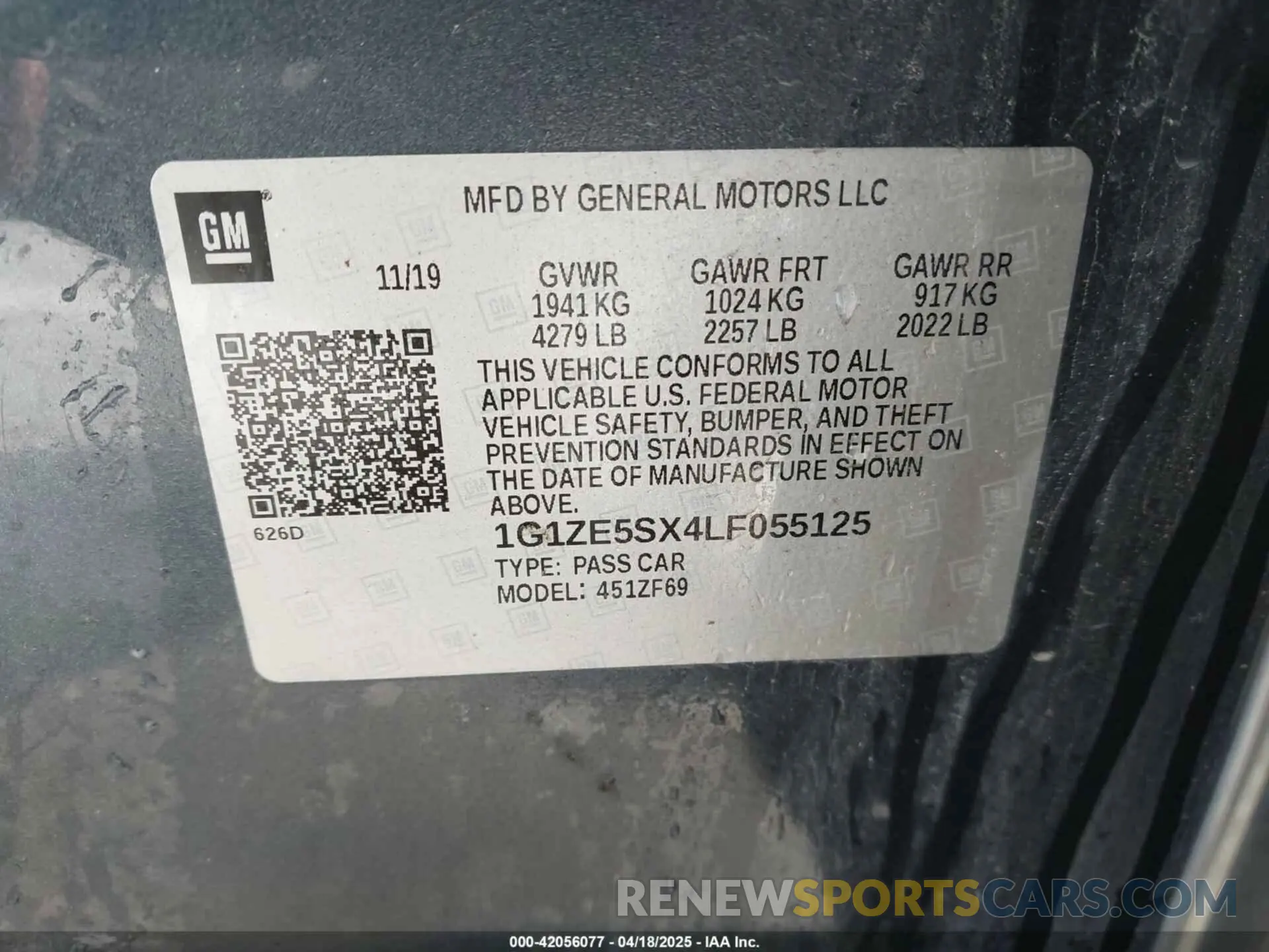 9 Photograph of a damaged car 1G1ZE5SX4LF055125 CHEVROLET MALIBU 2020