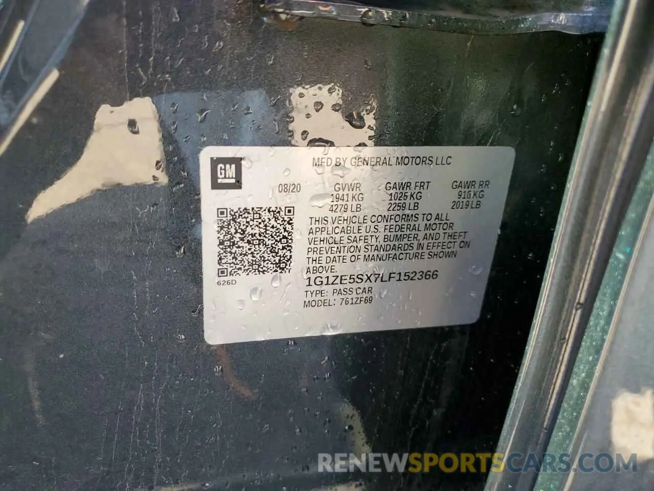 12 Photograph of a damaged car 1G1ZE5SX7LF152366 CHEVROLET MALIBU 2020