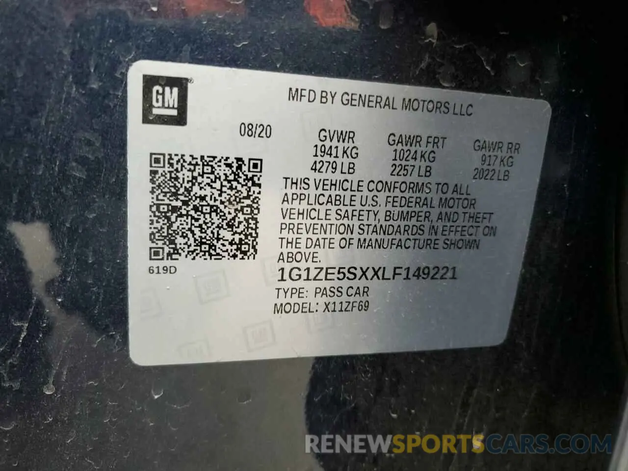 12 Photograph of a damaged car 1G1ZE5SXXLF149221 CHEVROLET MALIBU 2020